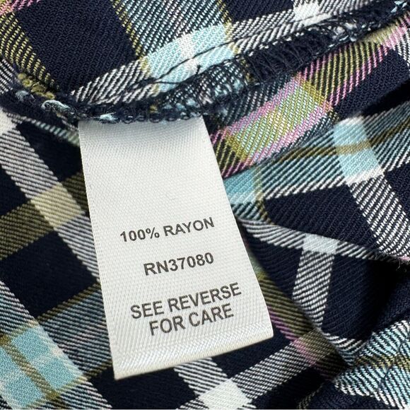 Cato Patchwork Multi Plaid Button Up Shirt XL Rayon Long Sleeve - Picture 10 of 12